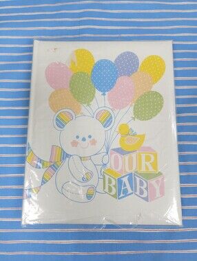 Vintage Hallmark Our Baby Record Book 9x11.5" NEW Unused Bright Pastels